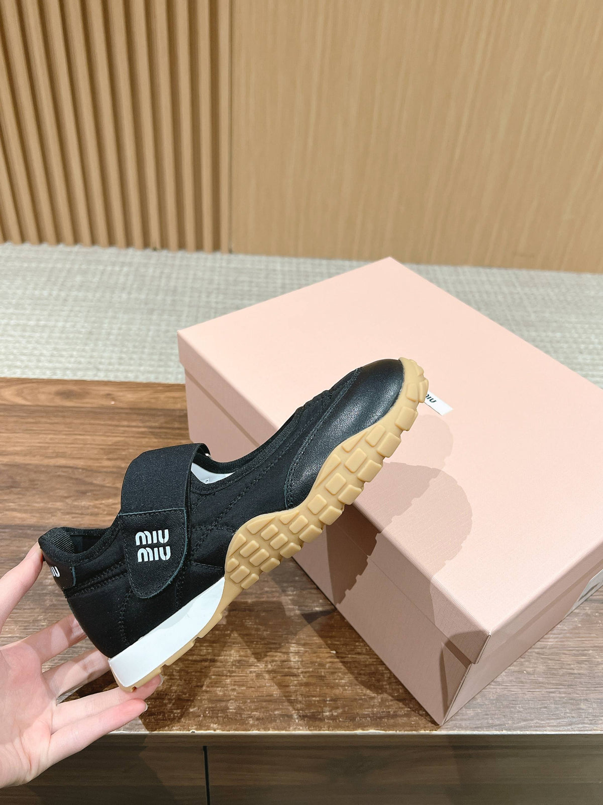 BALLET SHOES IN BLACK LAMBSKIN AND FABRIC ANTI-SLIP RUBBER SOLE