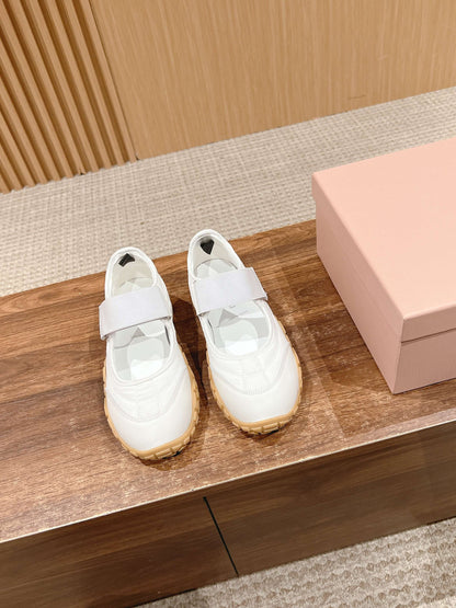 BALLET SHOES IN WHITE LAMBSKIN AND FABRIC ANTI-SLIP RUBBER SOLE