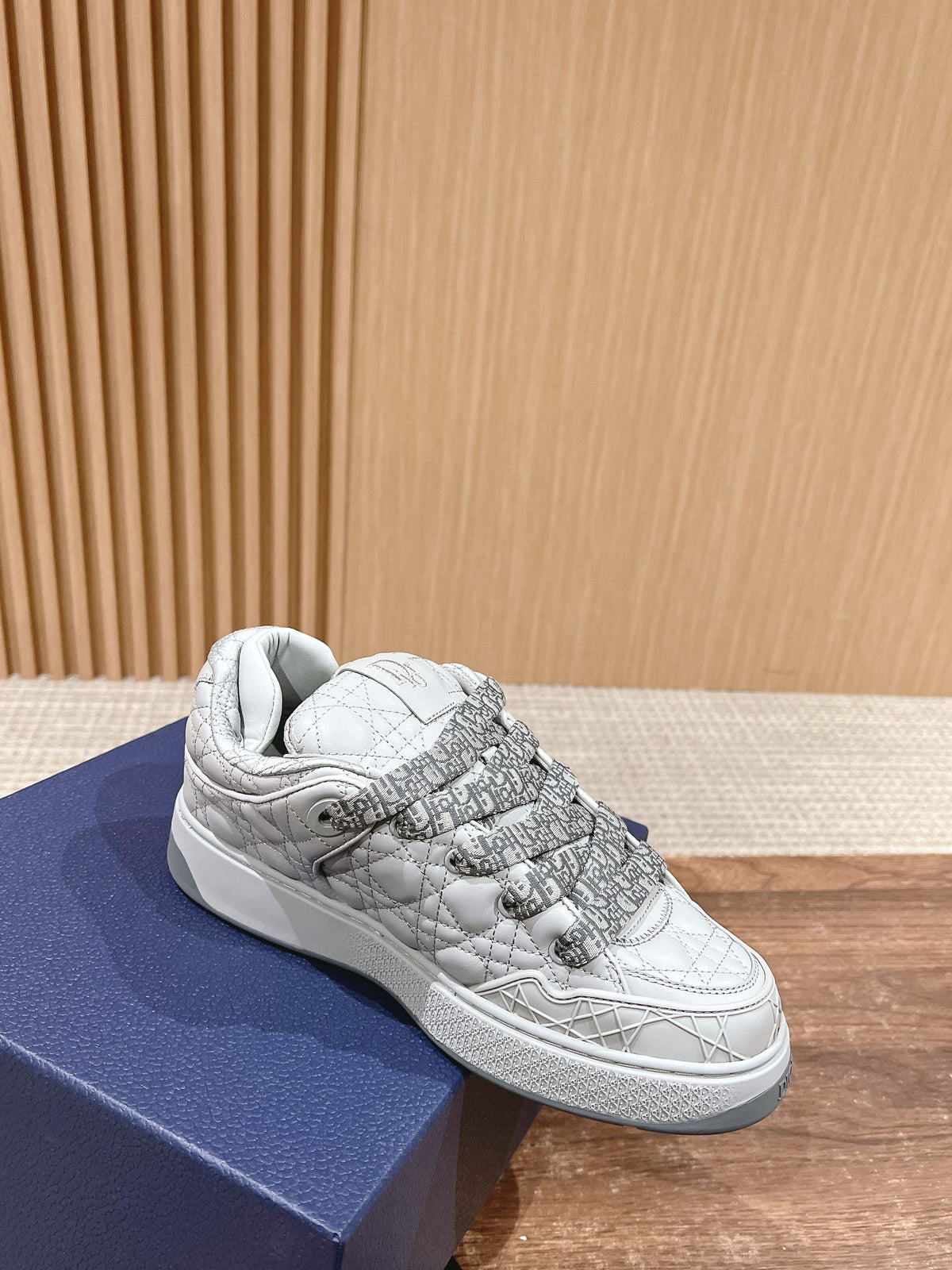 BY ERL B9S SKATER SNEAKER IN PALE GRAY CANNAGE LAMBSKIN
