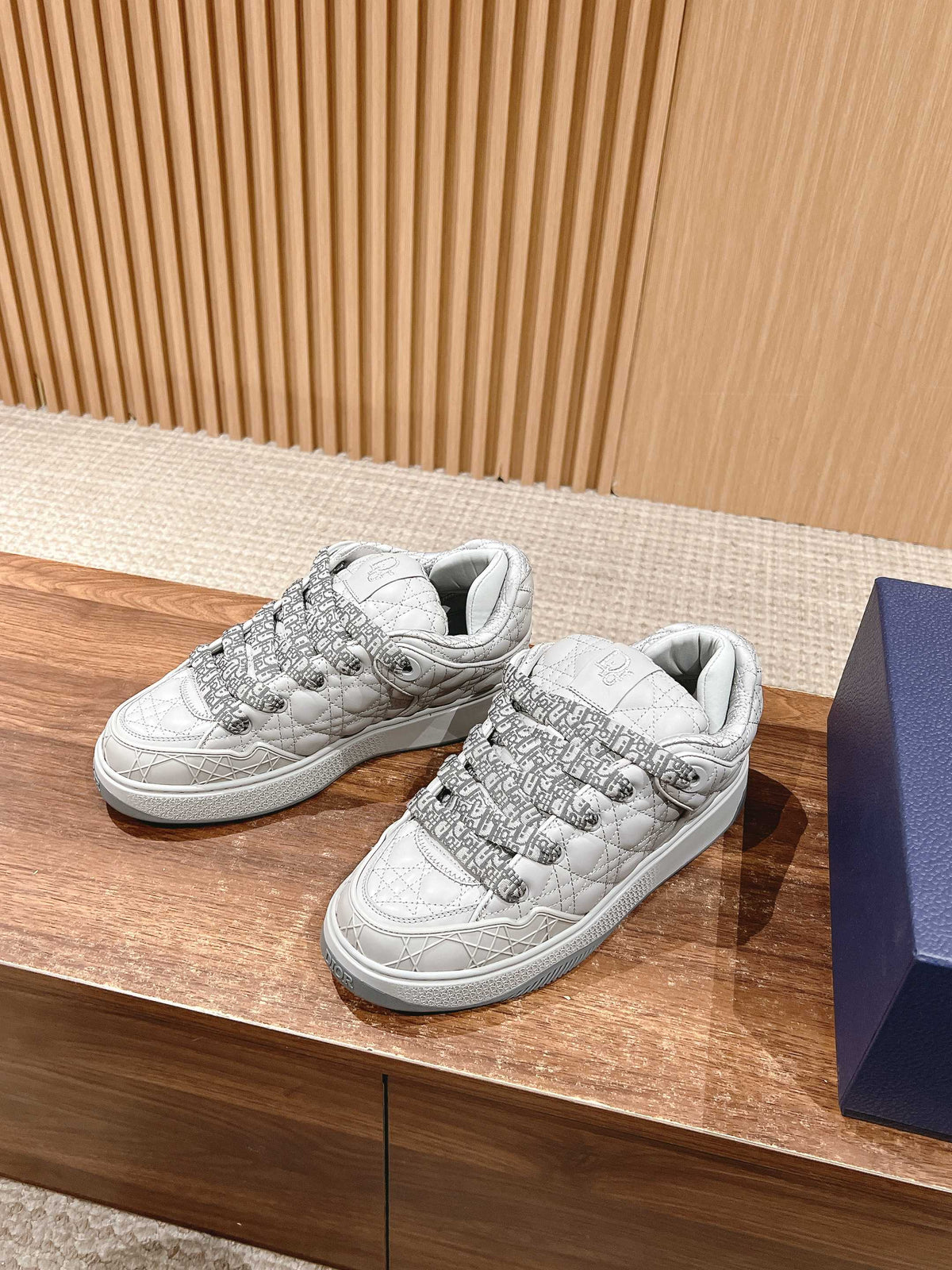 BY ERL B9S SKATER SNEAKER IN PALE GRAY CANNAGE LAMBSKIN