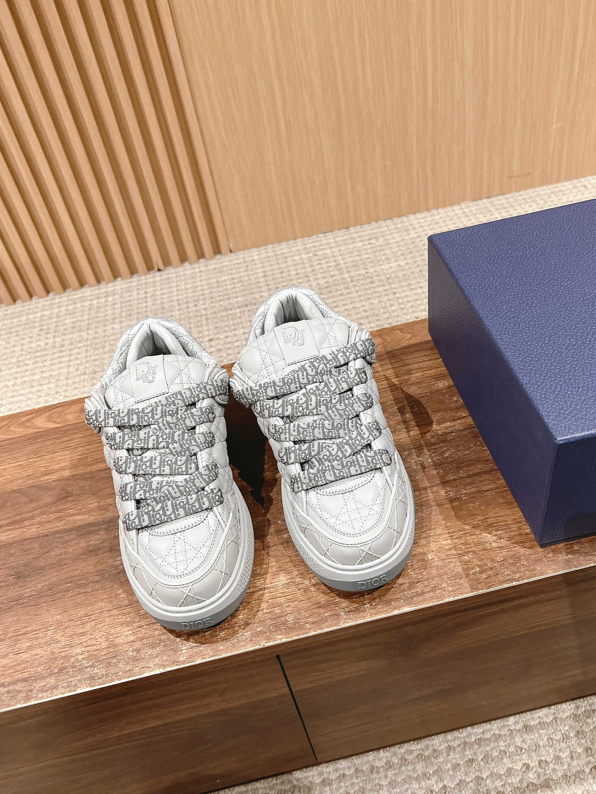 BY ERL B9S SKATER SNEAKER IN PALE GRAY CANNAGE LAMBSKIN