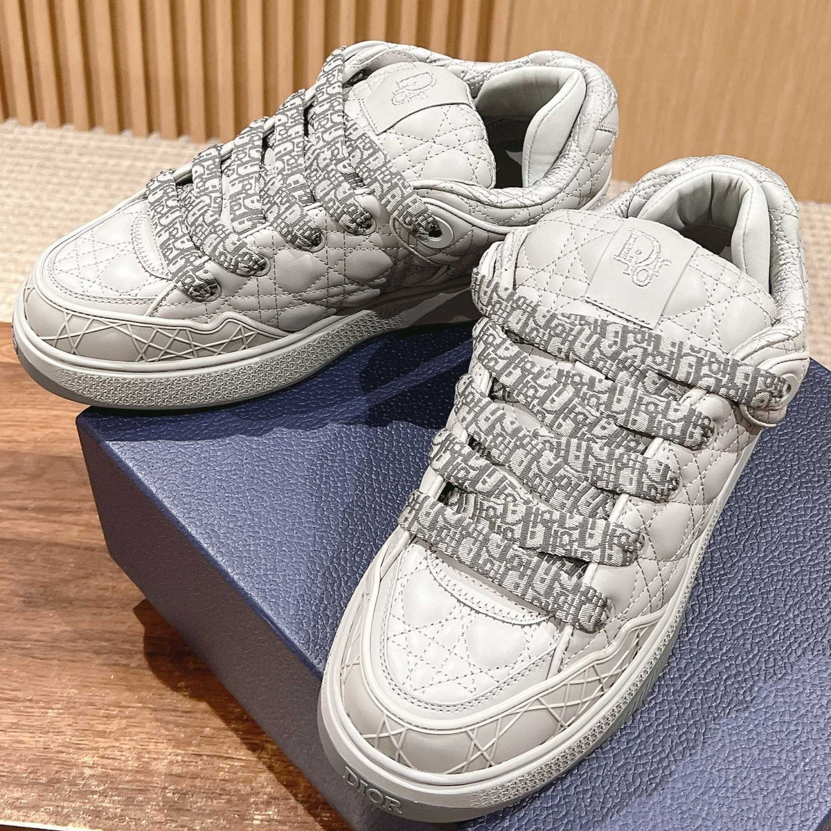 BY ERL B9S SKATER SNEAKER IN PALE GRAY CANNAGE LAMBSKIN