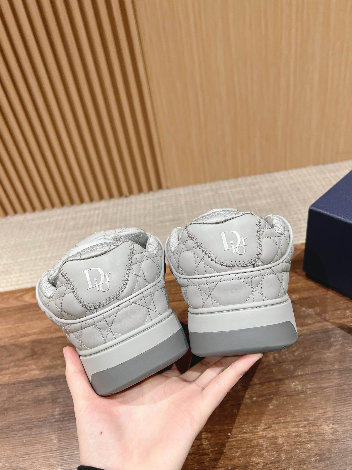 BY ERL B9S SKATER SNEAKER IN PALE GRAY CANNAGE LAMBSKIN