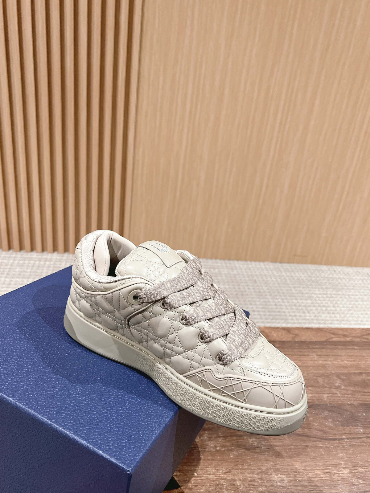 BY ERL B9S SKATER SNEAKER IN PARCHMENT BEIGE CANNAGE LAMBSKIN