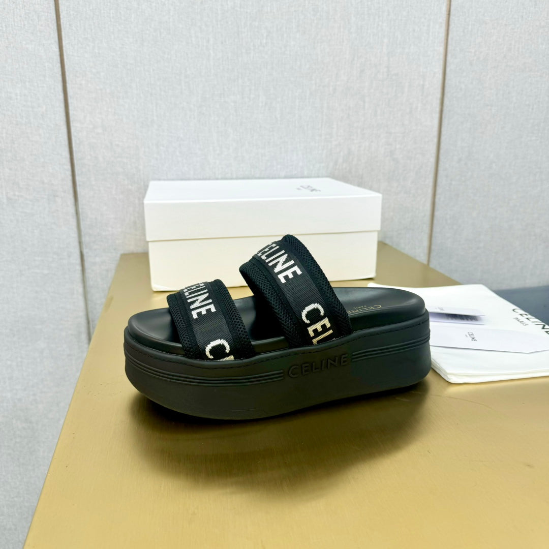 BLACK BLOCK SLIDE MESH NYLON AND TEXT WITH JACQUARD