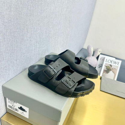 BIRKENSTOCK SLIPPERS IN BLACK CALFSKIN