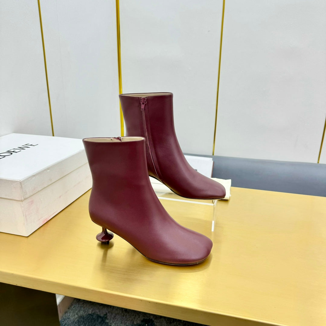LW TOY ANKLE BOOTIE BURGUNDY NAPPA LAMBSKIN