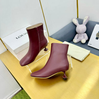LW TOY ANKLE BOOTIE BURGUNDY NAPPA LAMBSKIN