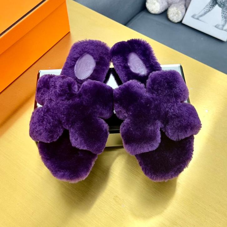 0RAN SHEARLING SANDALS PLUM PURPLE