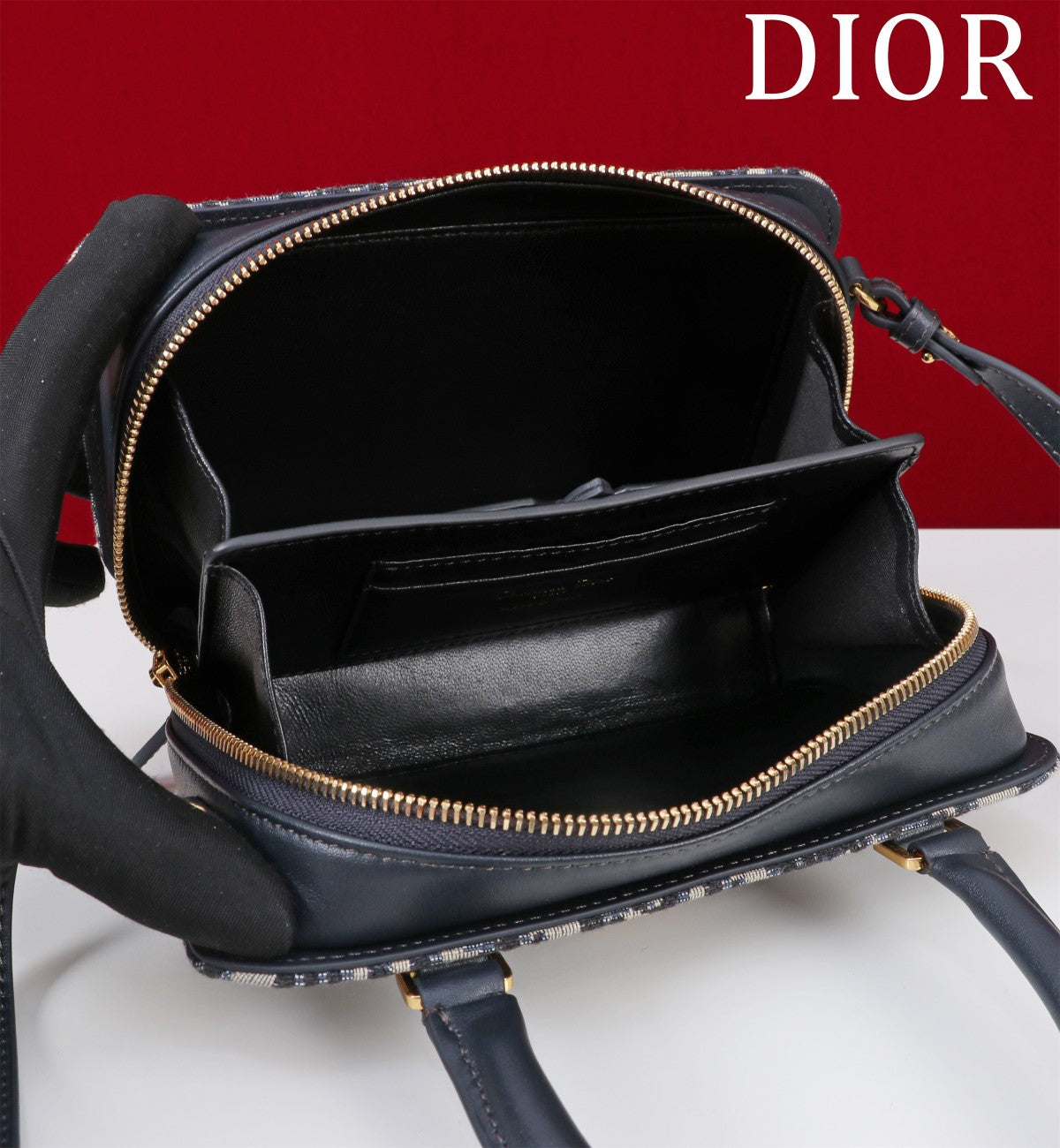 MONTAIGNE MINI DOCTOR BAG 20 IN BLACK MONOGRAM OBLIQUE JACQUARD MIX CALFSKIN