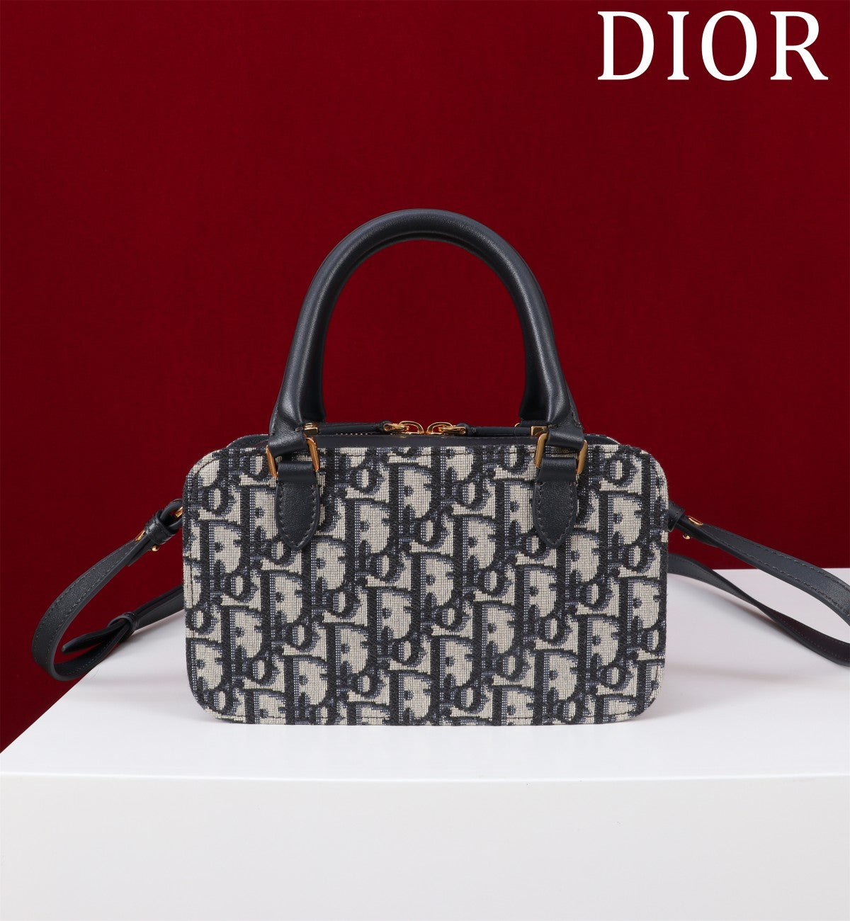 MONTAIGNE MINI DOCTOR BAG 20 IN BLACK MONOGRAM OBLIQUE JACQUARD MIX CALFSKIN