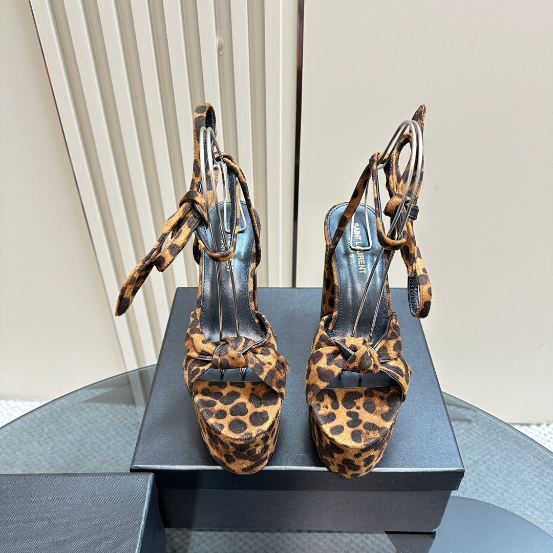 BIANCA PLATFORM SANDALS IN LEOPARD PRINT SUEDE