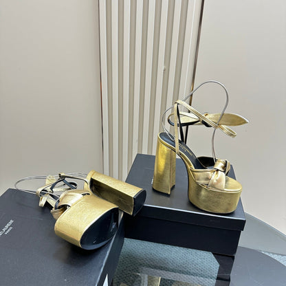 BIANCA PLATFORM SANDALS IN GOLD LAMBSKIN