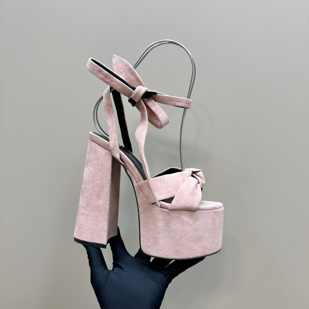 BIANCA PLATFORM SANDALS IN LIGHT PINK SUEDE