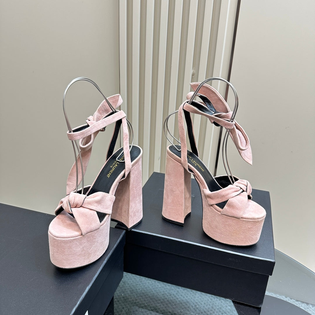 BIANCA PLATFORM SANDALS IN LIGHT PINK SUEDE