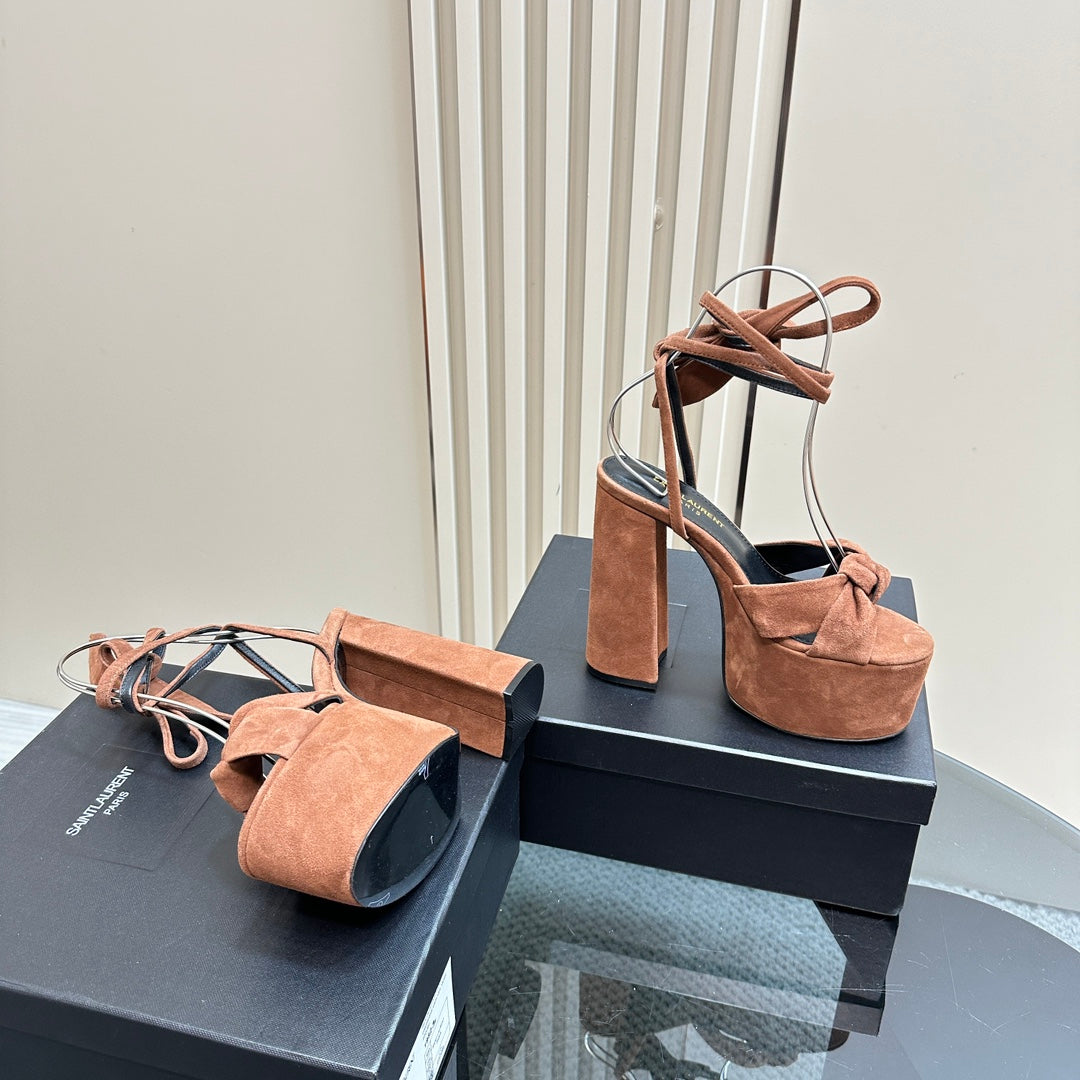 BIANCA PLATFORM SANDALS IN SIENNA BROWN SUEDE