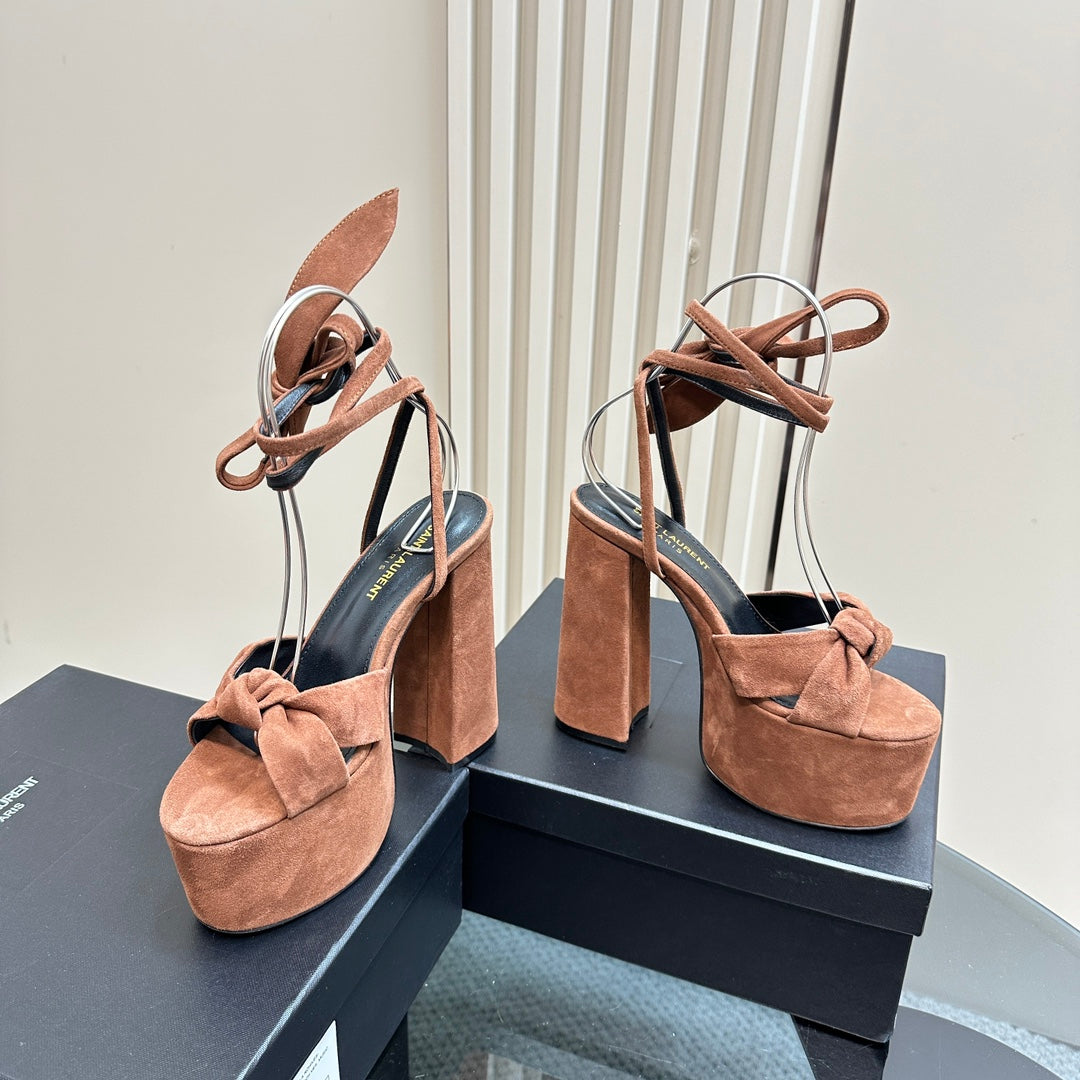 BIANCA PLATFORM SANDALS IN SIENNA BROWN SUEDE