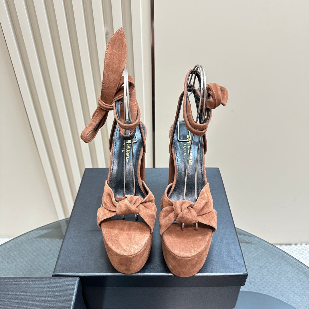 BIANCA PLATFORM SANDALS IN SIENNA BROWN SUEDE