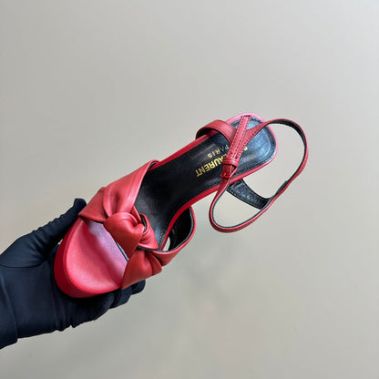BIANCA PLATFORM SANDALS IN RED LAMBSKIN