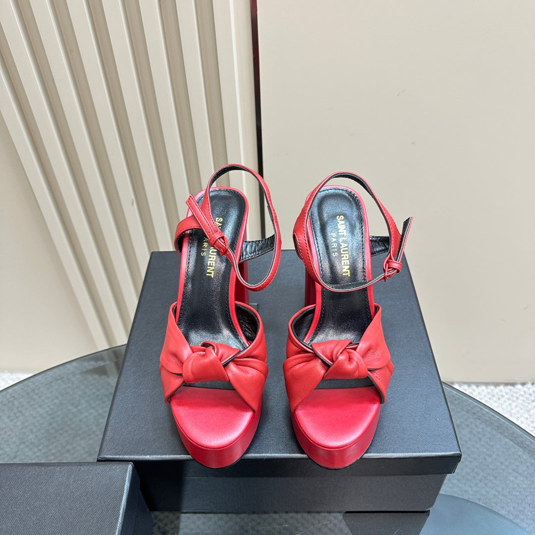 BIANCA PLATFORM SANDALS IN RED LAMBSKIN