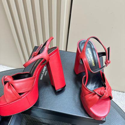 BIANCA PLATFORM SANDALS IN RED LAMBSKIN