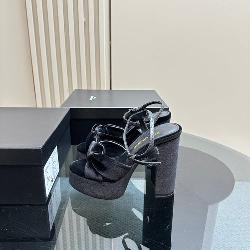 BIANCA PLATFORM SANDALS IN BLACK VELVET