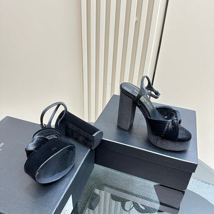 BIANCA PLATFORM SANDALS IN BLACK VELVET