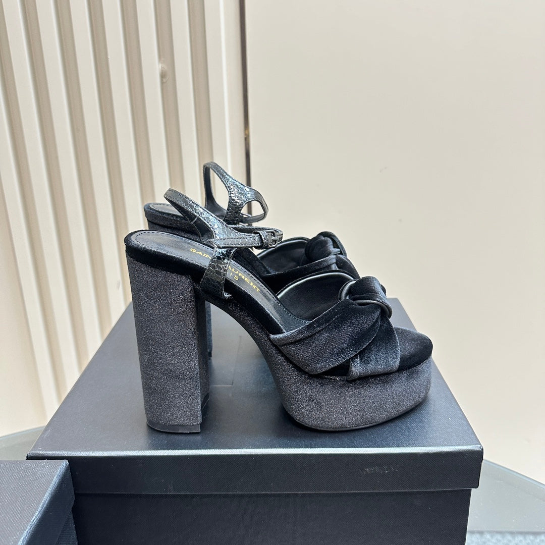BIANCA PLATFORM SANDALS IN BLACK VELVET