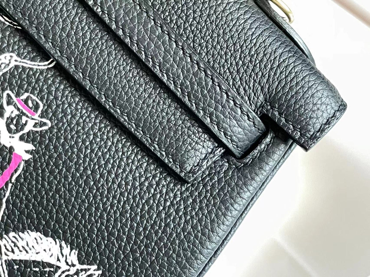 BIRKIN 25 BAG IN BLACK CALFSKIN WITH WHITE STICKER