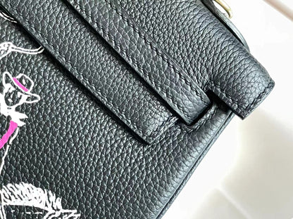 BIRKIN 25 BAG IN BLACK CALFSKIN WITH WHITE STICKER