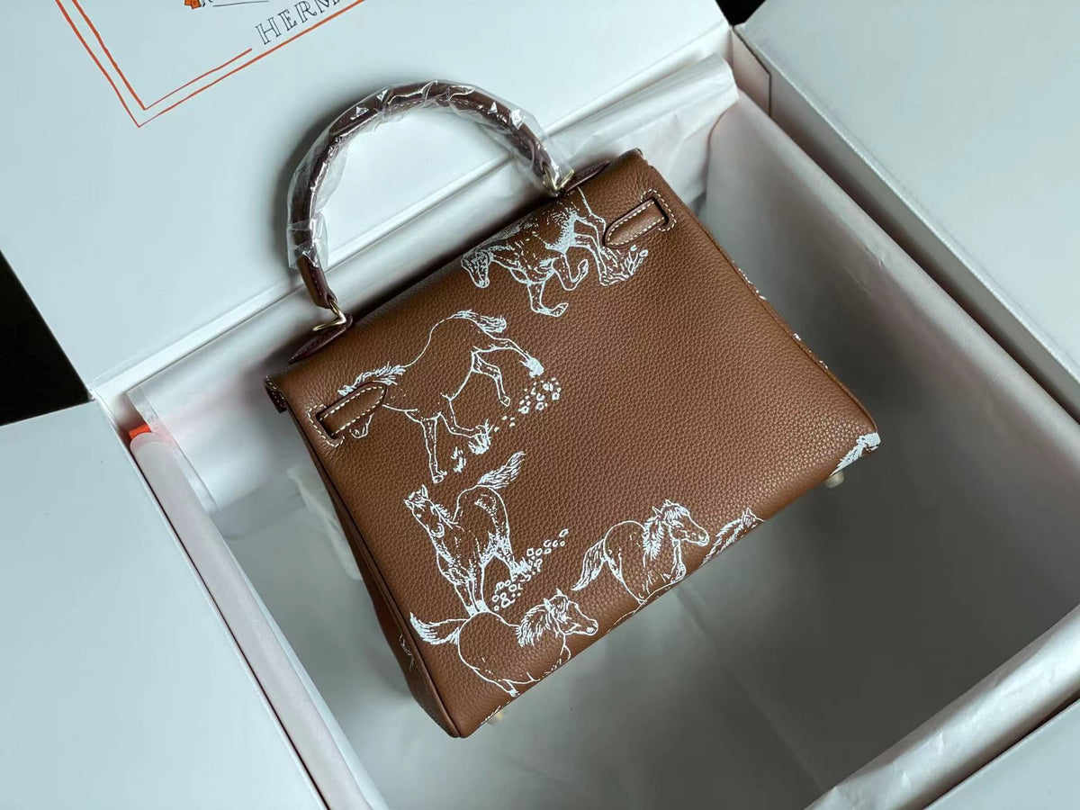 BIRKIN 25 BAG IN CHOCOLATE BROWN CALFSKIN WITH WHITE STICKER