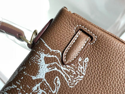 BIRKIN 25 BAG IN CHOCOLATE BROWN CALFSKIN WITH WHITE STICKER
