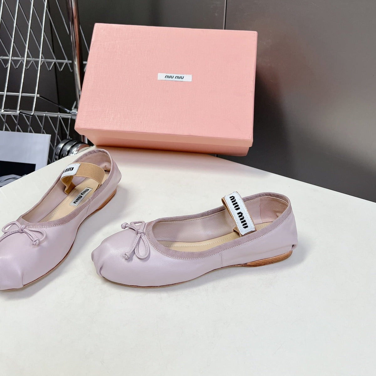 BALLET FLAT SHOES PASTEL PINK SHEEPSKIN