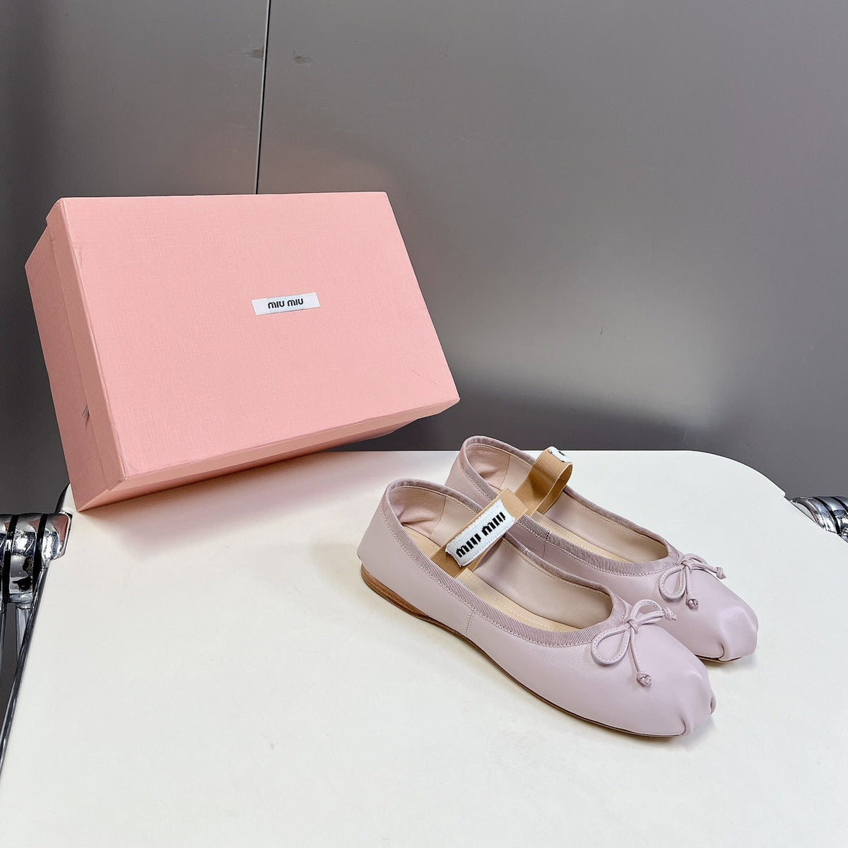 BALLET FLAT SHOES PASTEL PINK SHEEPSKIN