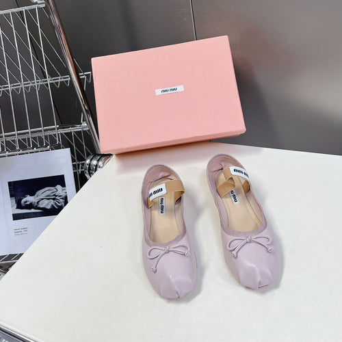 BALLET FLAT SHOES PASTEL PINK SHEEPSKIN