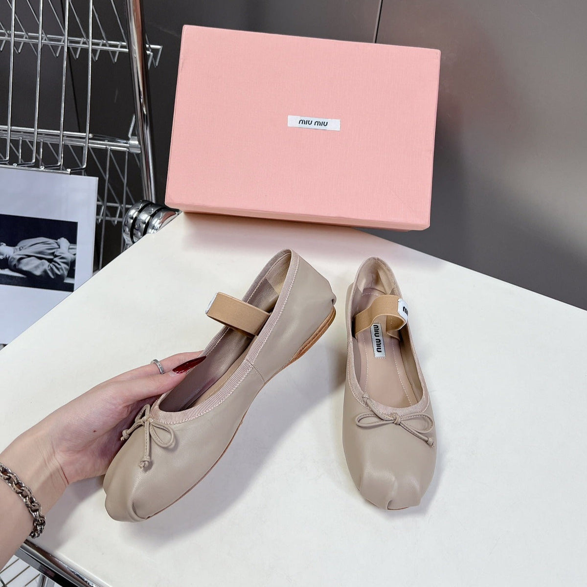 BALLET FLAT SHOES LIGHT NUDE SHEEPSKIN