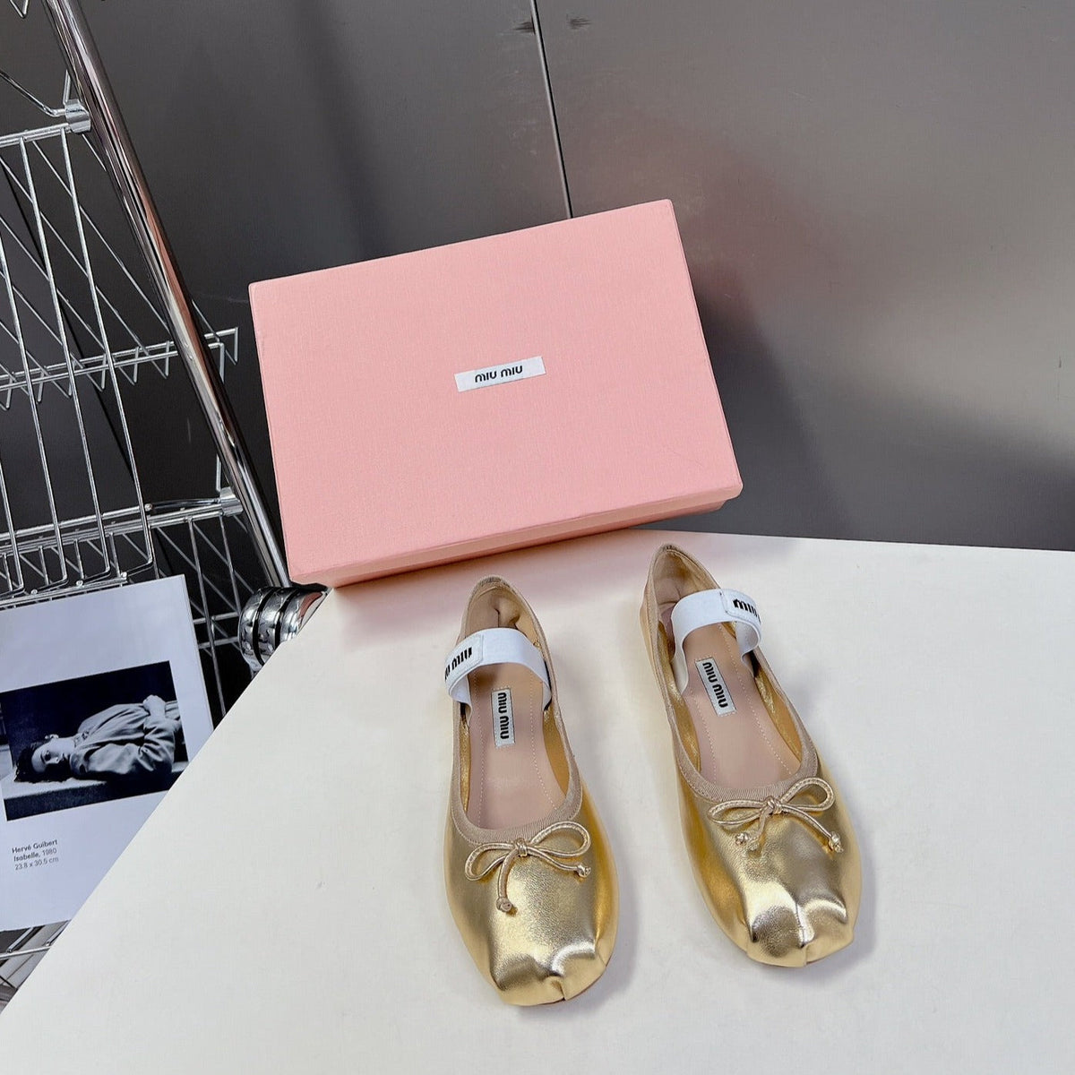 BALLET FLAT SHOES METALLIC GOLD SHEEPSKIN
