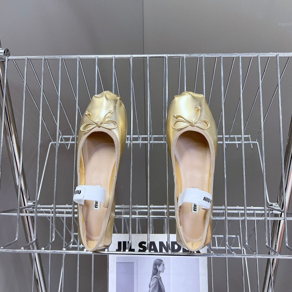 BALLET FLAT SHOES METALLIC GOLD SHEEPSKIN