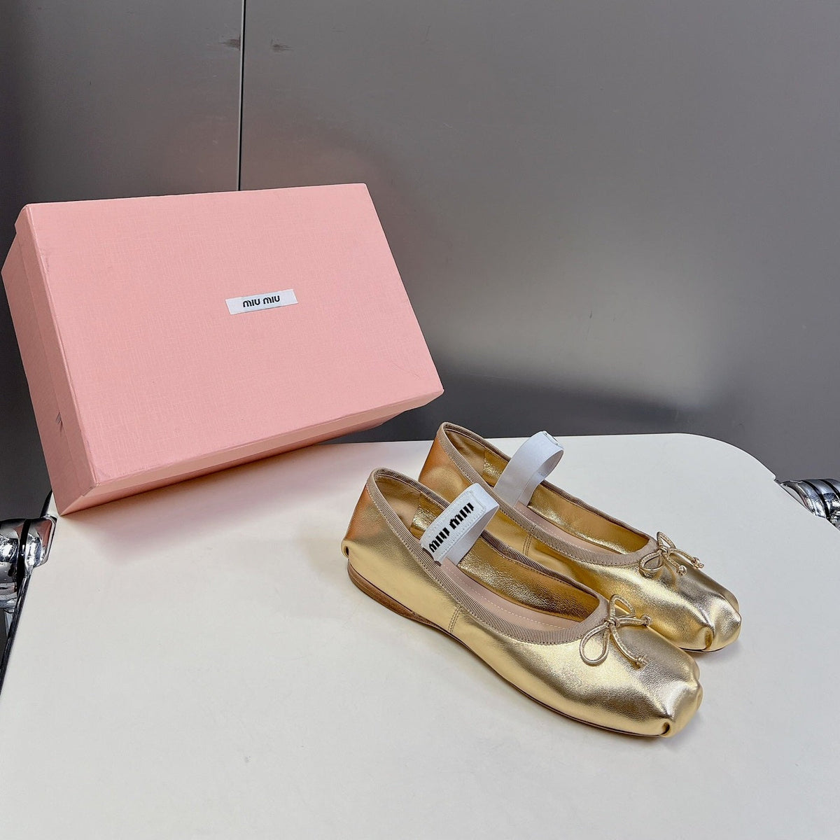 BALLET FLAT SHOES METALLIC GOLD SHEEPSKIN