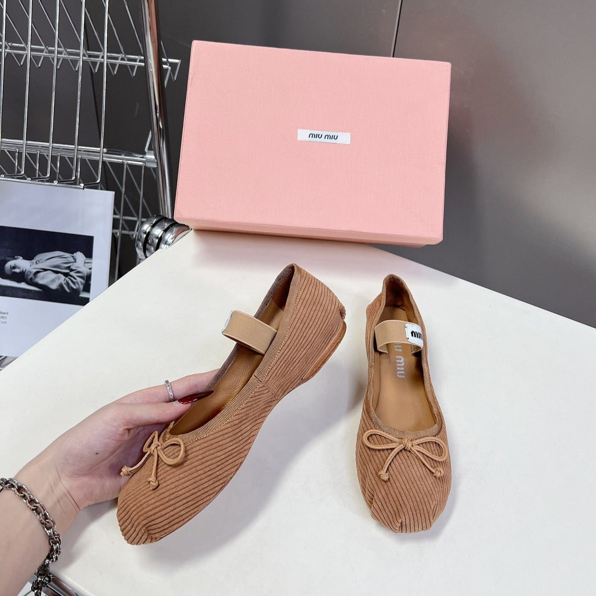 BALLET FLAT SHOES PEANUT COLOR SHEEPSKIN