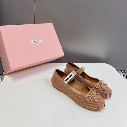 BALLET FLAT SHOES PEANUT COLOR SHEEPSKIN