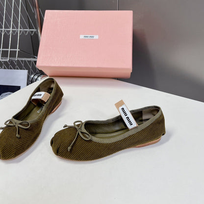 BALLET FLAT SHOES DARK OLIVE COLOR SHEEPSKIN