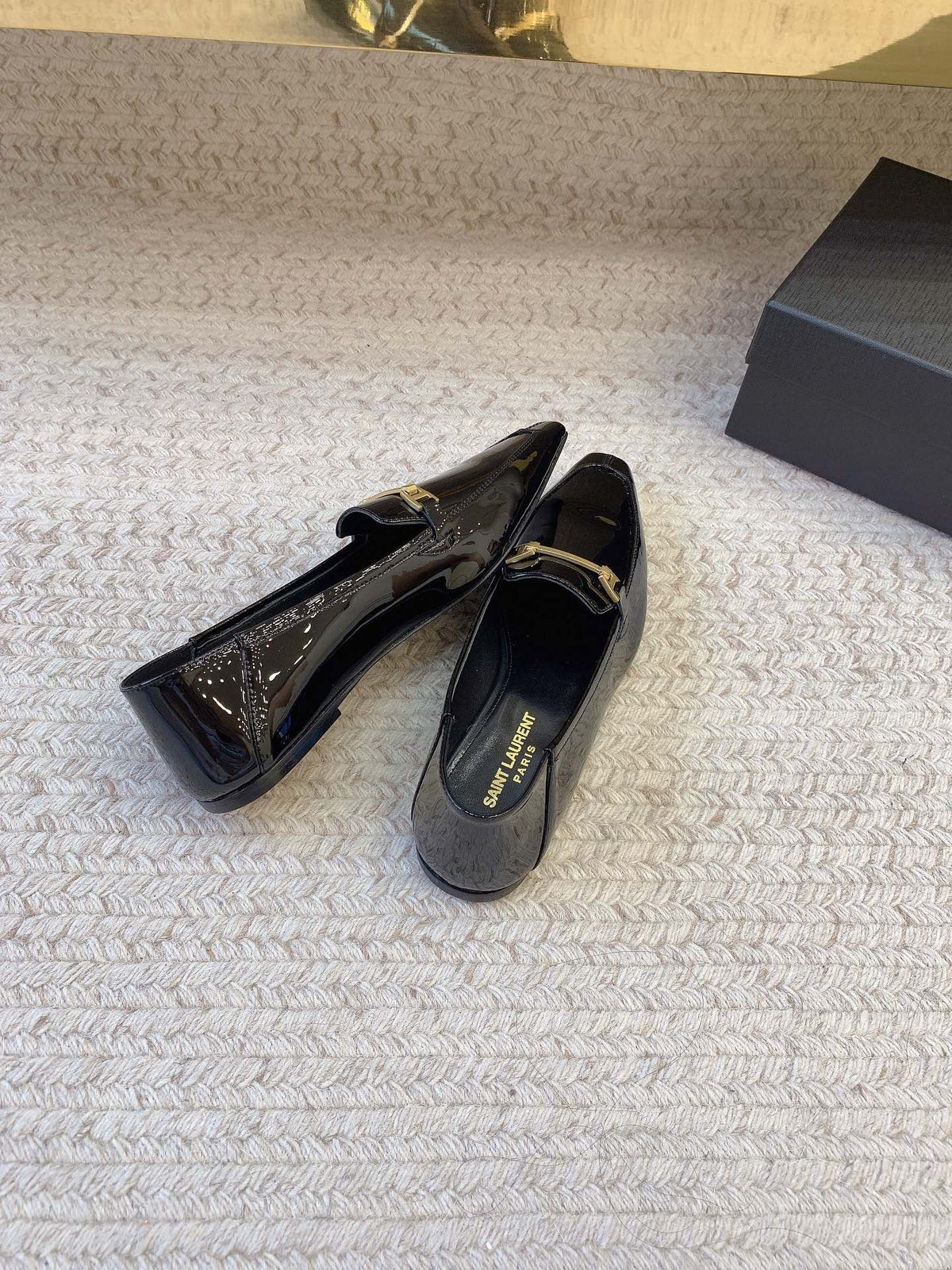 LOAFERS WITH GOLD HARDWARE IN BLACK GLOSSY CALFSKIN