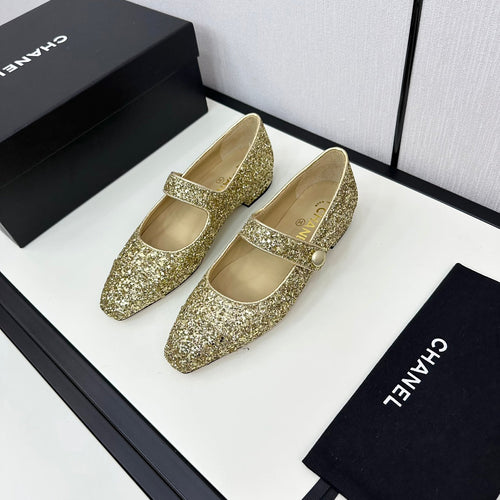 MARY JANE GLITTER GOLDEN CALFSKIN