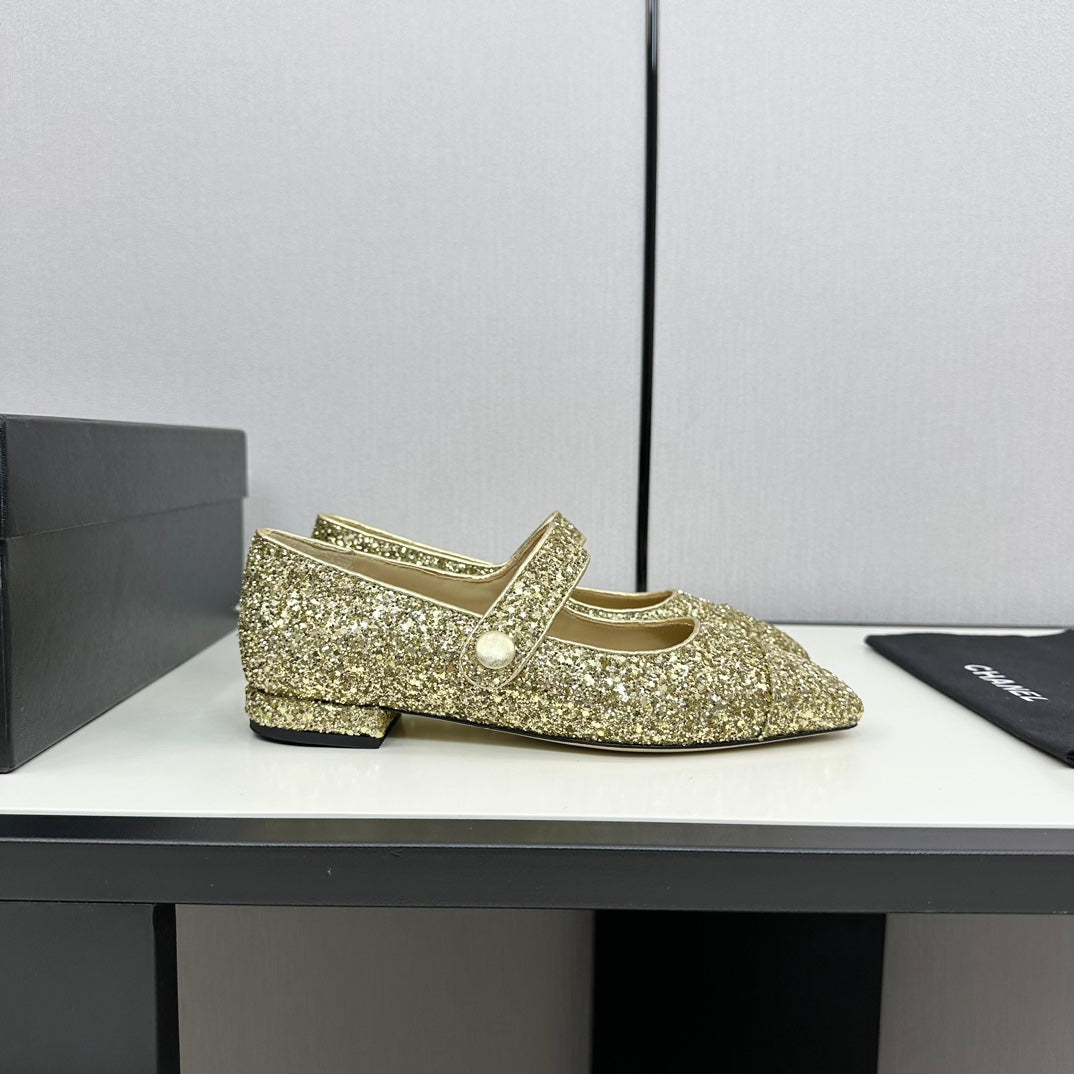 MARY JANE GLITTER GOLDEN CALFSKIN