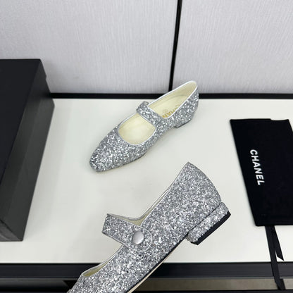 MARY JANE GLITTER SILVER CALFSKIN