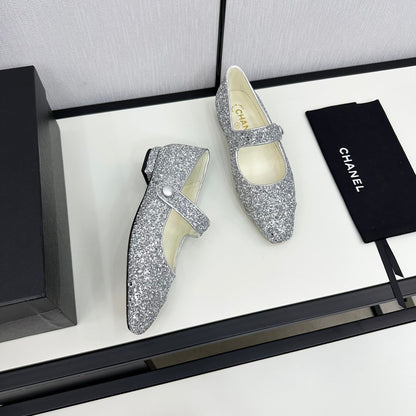 MARY JANE GLITTER SILVER CALFSKIN