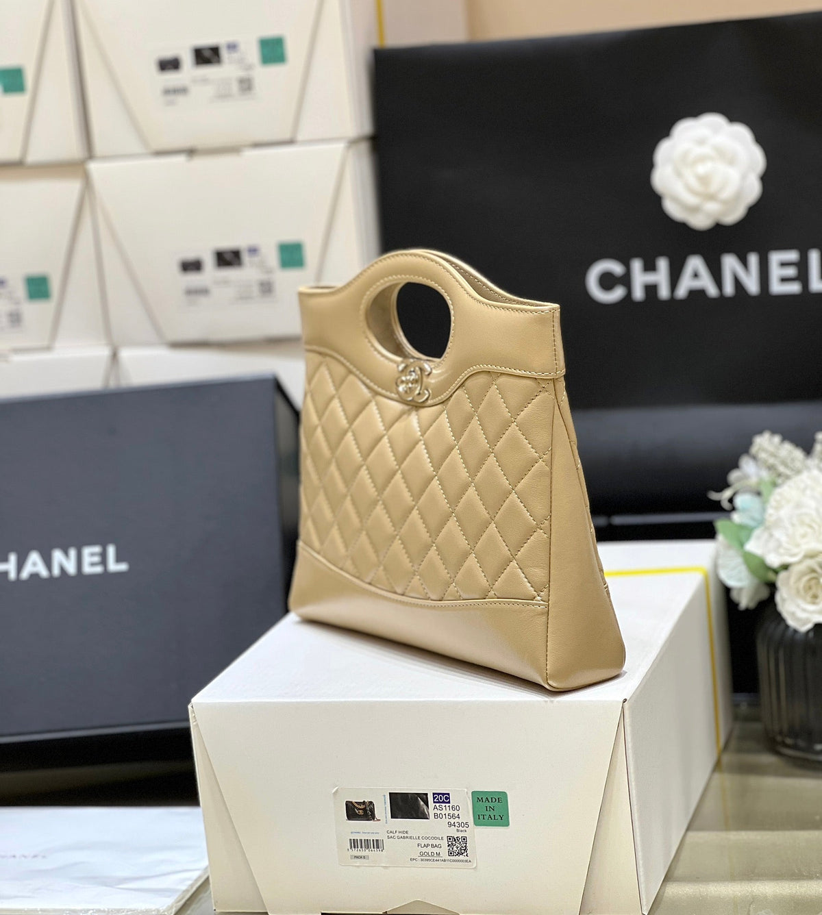 Chanel Calfskin Suede Quilted Mini 31 Shopping Bag