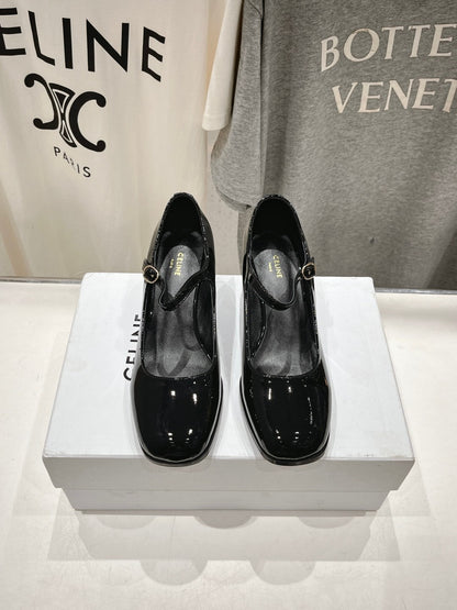 MEDIUM - HEEL MARY JANE SHOES IN BLACK GLOSSY CALFSKIN