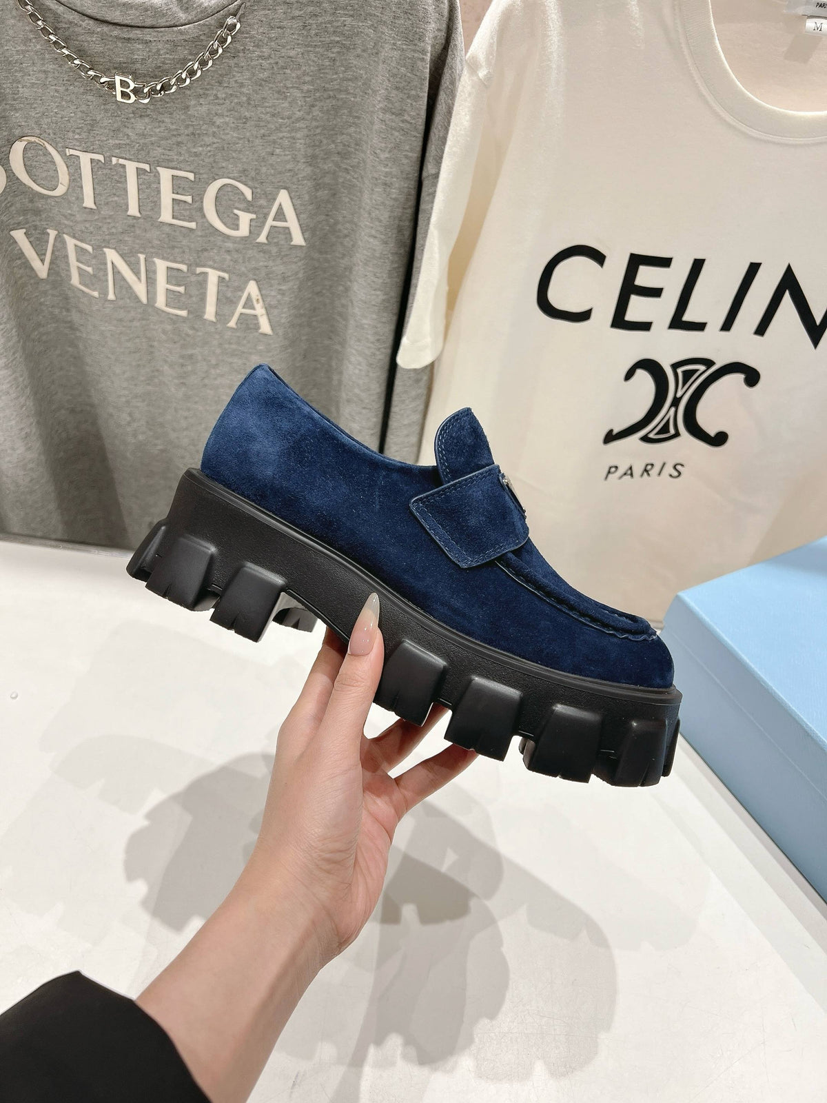 MONOLITH LOAFERS IN NAVY BLUE SUEDE